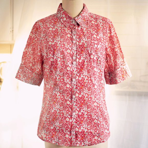 Liberty-print 100% cotton french button down shirt - Picture 1 of 8